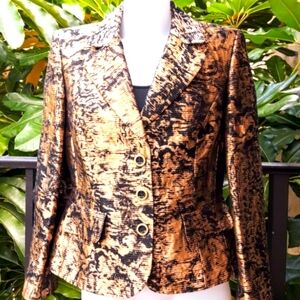 Elegant ESCADA Silk Blend Gold and Black Blazer Size 38 GERMANY 8 USA